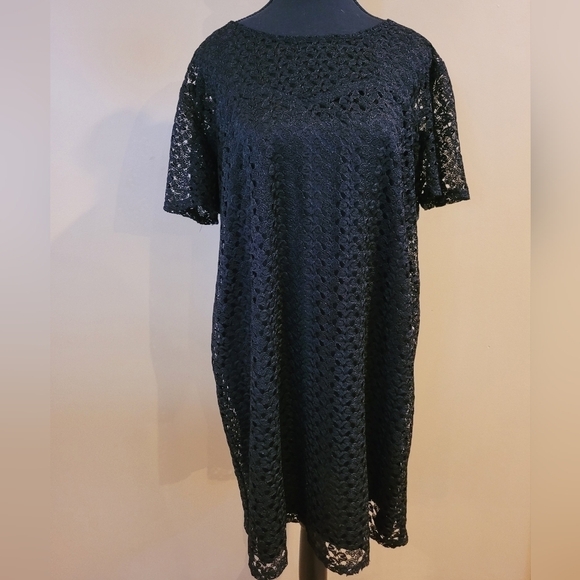 JESSICA Midi Little Black Dress, Lined With A Cut-Out Lace Overlay, Size XL (18) - Picture 1 of 13